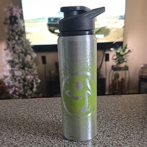 Zumba Fitness Silver and Green Water Bottle